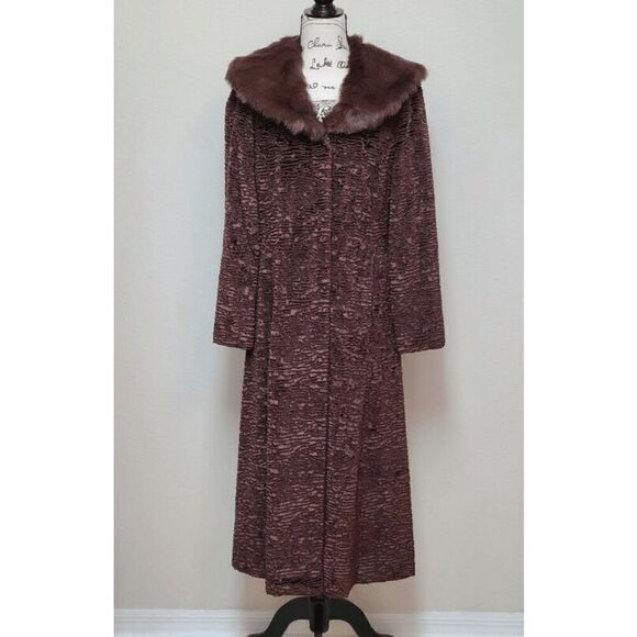 TERRY LEWIS Classic Luxuries Full Length Brown Velour Faux Fur Coat Size XS (S) - Picture 9 of 14